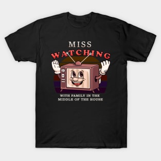 Miss Watching TV, retro TV cartoon mascot T-Shirt